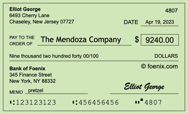 How to write a check for $9,240