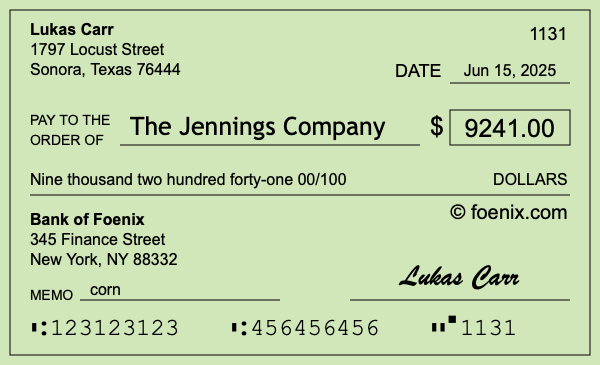 How to write a check for $9,241