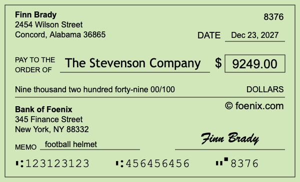How to write a check for $9,249