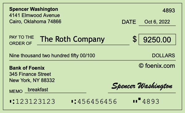 How to write a check for $9,250
