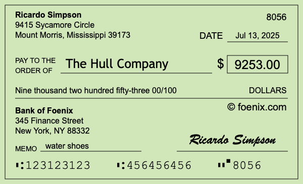 How to write a check for $9,253