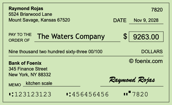 How to write a check for $9,263
