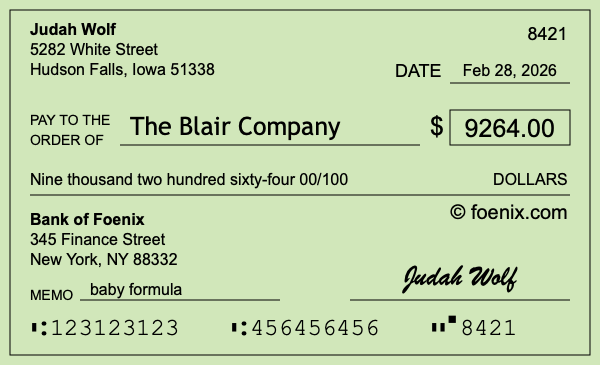 How to write a check for $9,264