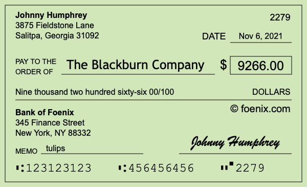 How to write a check for $9,266