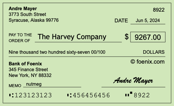 How to write a check for $9,267