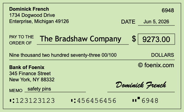 How to write a check for $9,273