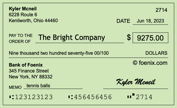 How to write a check for $9,275