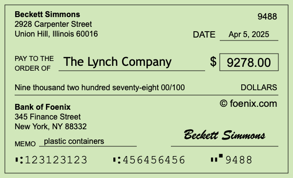 How to write a check for $9,278