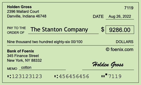 How to write a check for $9,286