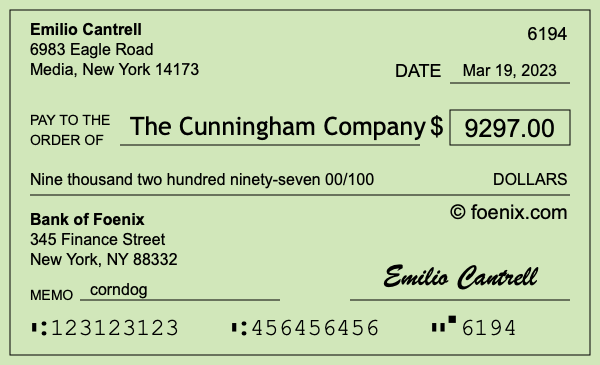 How to write a check for $9,297