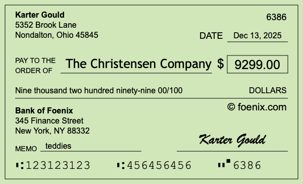 How to write a check for $9,299