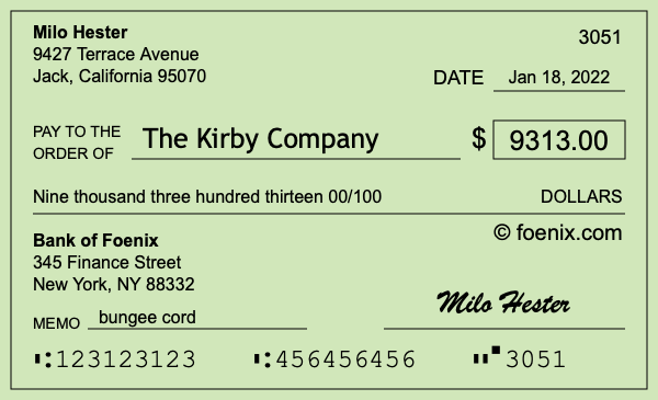 How to write a check for $9,313