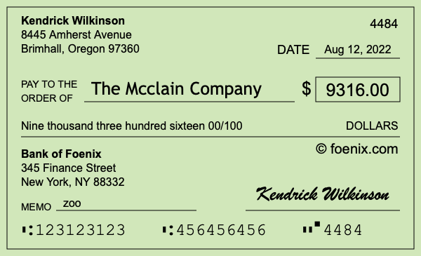 How to write a check for $9,316