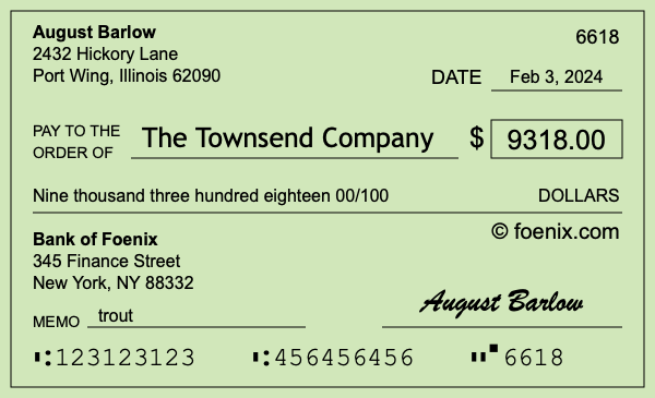 How to write a check for $9,318