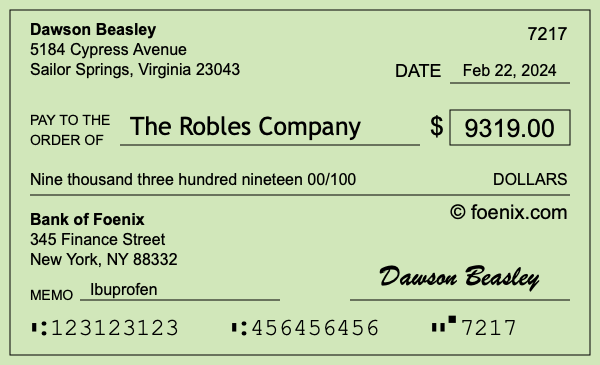 How to write a check for $9,319