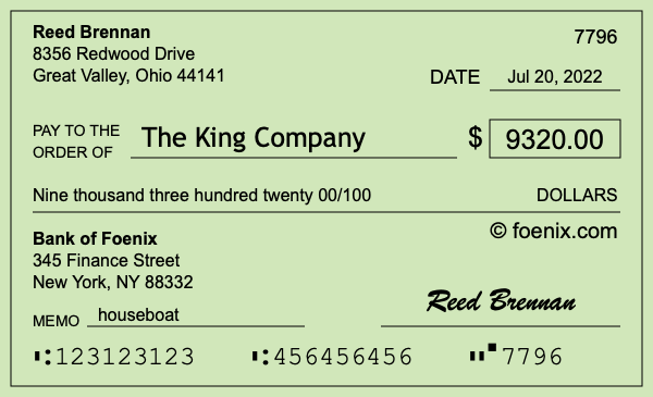 How to write a check for $9,320