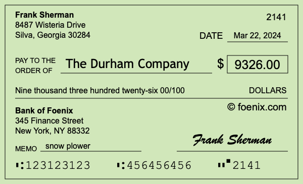 How to write a check for $9,326