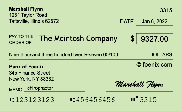 How to write a check for $9,327