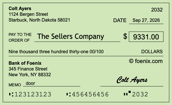 How to write a check for $9,331