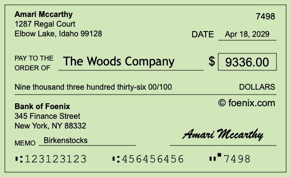 How to write a check for $9,336
