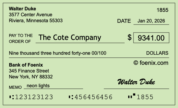 How to write a check for $9,341