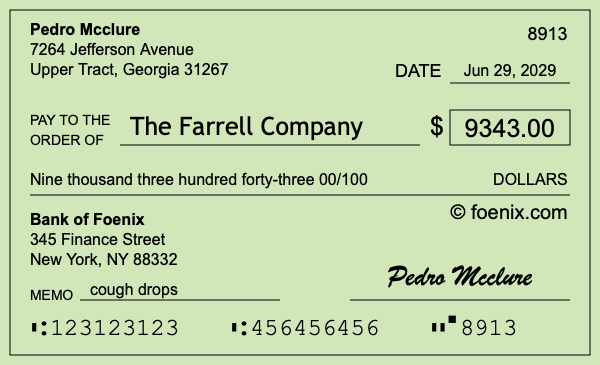 How to write a check for $9,343