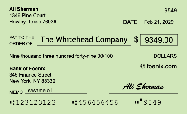 How to write a check for $9,349
