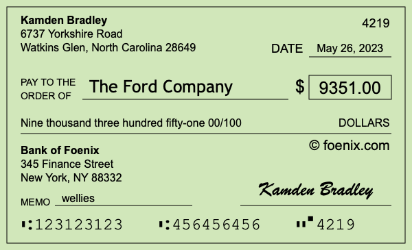 How to write a check for $9,351