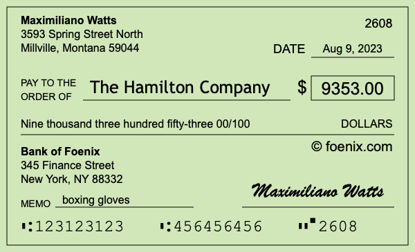 How to write a check for $9,353