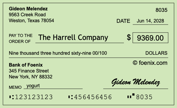 How to write a check for $9,369
