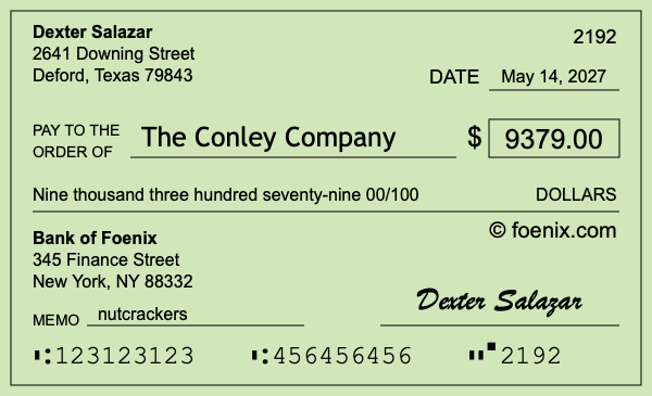 How to write a check for $9,379