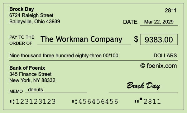 How to write a check for $9,383