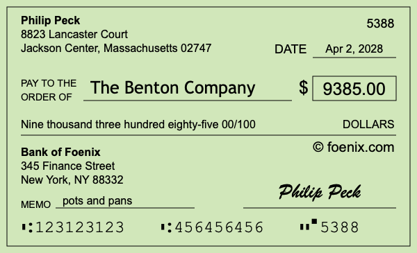 How to write a check for $9,385