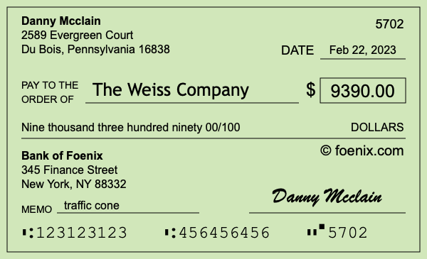 How to write a check for $9,390