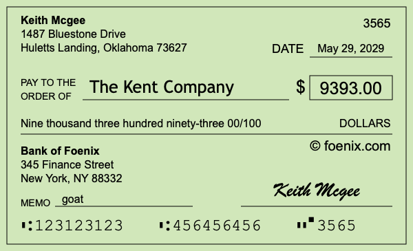 How to write a check for $9,393