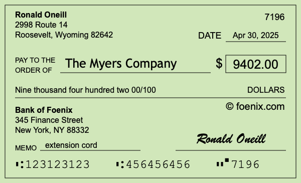 How to write a check for $9,402