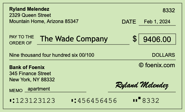How to write a check for $9,406