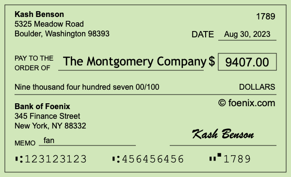 How to write a check for $9,407