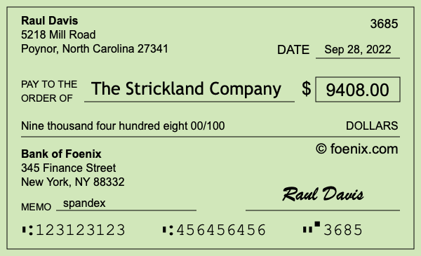 How to write a check for $9,408