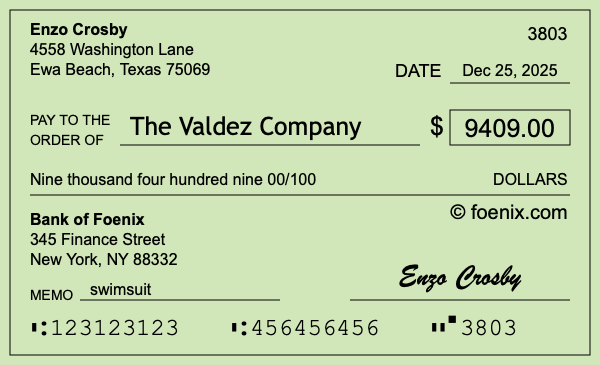 How to write a check for $9,409