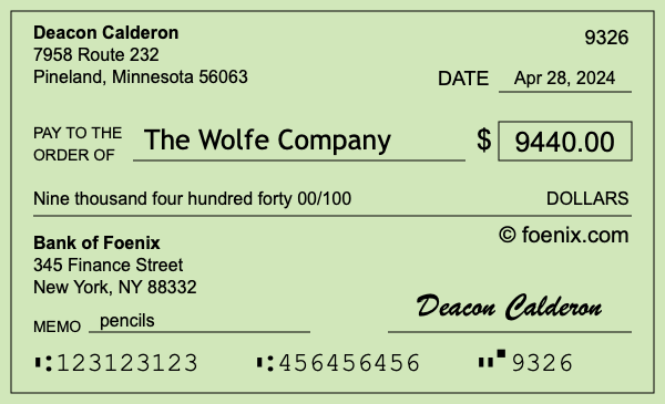 How to write a check for $9,440