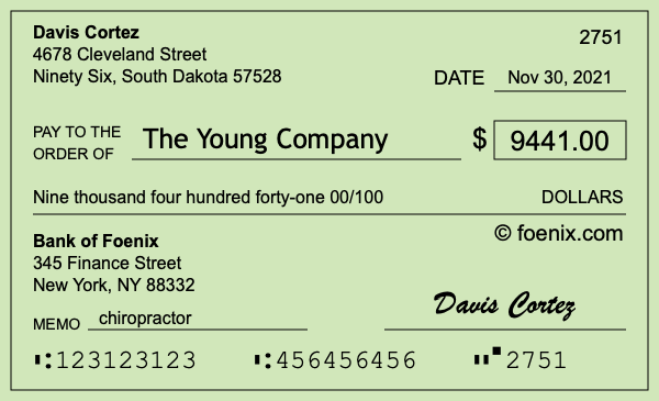 How to write a check for $9,441