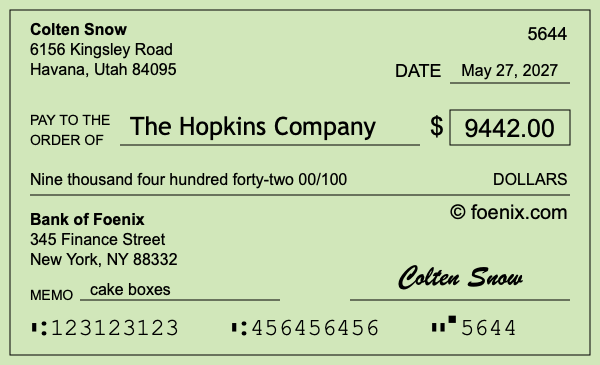 How to write a check for $9,442