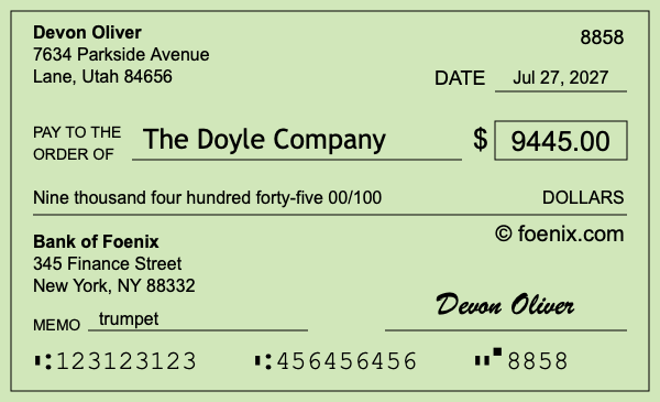 How to write a check for $9,445
