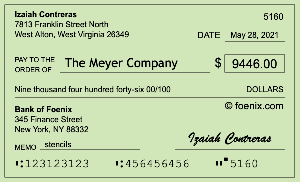 How to write a check for $9,446