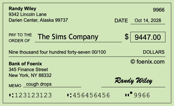 How to write a check for $9,447