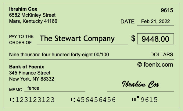 How to write a check for $9,448