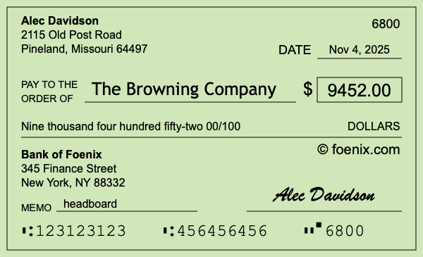 How to write a check for $9,452