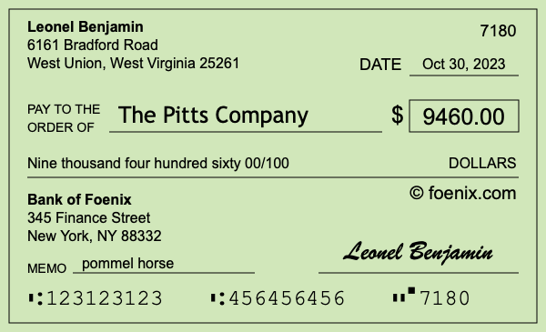 How to write a check for $9,460