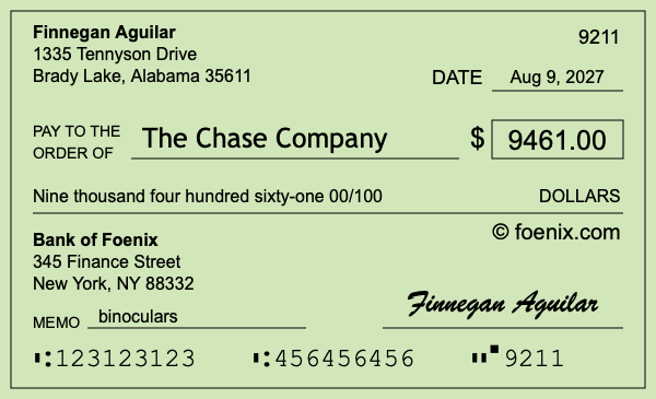 How to write a check for $9,461